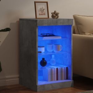 Сайдборд с LED светлини, бетонно сив, 41x37x67 см