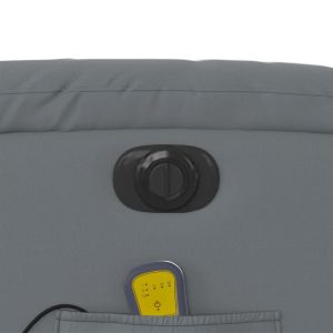 Електрически изправящ масажен реклайнер стол, сив, еко кожа