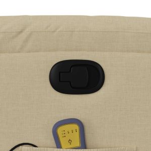 Изправящ масажен реклайнер стол, кремав, текстил