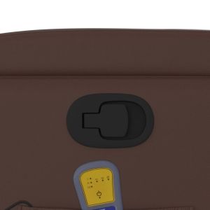 Изправящ масажен реклайнер стол, кафяв, изкуствена кожа