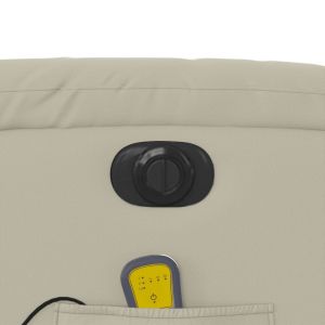 Електрически изправящ масажен реклайнер стол, кремав, еко кожа