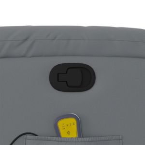 Изправящ масажен реклайнер стол, сива, изкуствена кожа