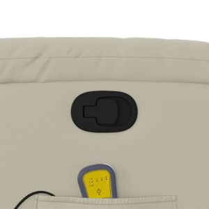 Изправящ масажен реклайнер стол, кремав, изкуствена кожа