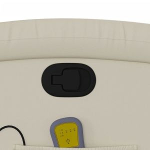 Изправящ масажен реклайнер стол, кремав, изкуствена кожа