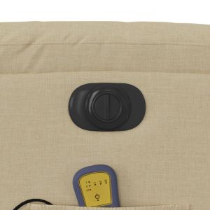 Електрически изправящ масажен реклайнер стол кремав текстил