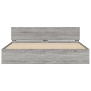 Рамка за легло с табла, сив сонома, 160x200 см