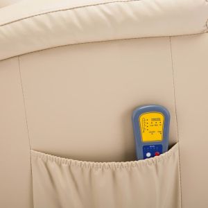 Масажен стол с люлееща функция, кремав, изкуствена кожа