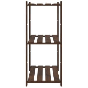 3-етажен стелаж за съхранение, кафяв, 80x38x90 см, бор масив
