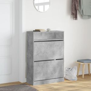 Шкаф за обувки с 2 флип чекмеджета бетонно сив 80x34x116 см