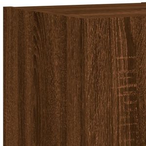 ТВ стенни модули с LED, 4 части, кафяв дъб, инженерно дърво