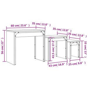 Стифиращи кафе маси, 3 бр, черни, инженерно дърво