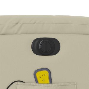 Електрически масажен реклайнер стол, кремав, изкуствена кожа