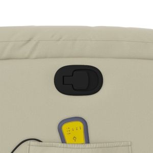 Изправящ масажен реклайнер стол, кремав, изкуствена кожа