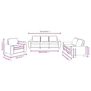 Комплект дивани 3 части, тъмносив, текстил