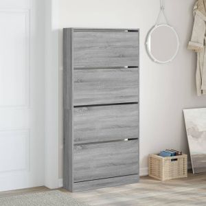 Шкаф за обувки с 4 флип чекмеджета сив сонома 80x21x163,5 см