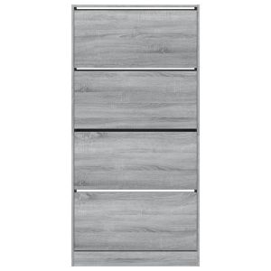 Шкаф за обувки с 4 флип чекмеджета сив сонома 80x21x163,5 см