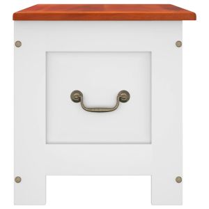 Сандък за съхранение с капак, кафяво и бяло, акациев масив