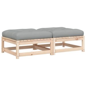 Градински табуретки с възглавници, 2 бр, борово дърво масив