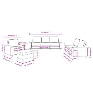Комплект дивани, 4 части, тъмносив, текстил