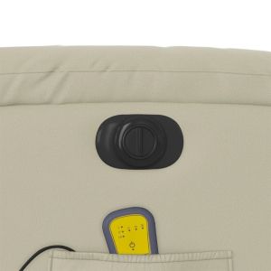 Електрически изправящ масажен реклайнер стол, кремав, еко кожа