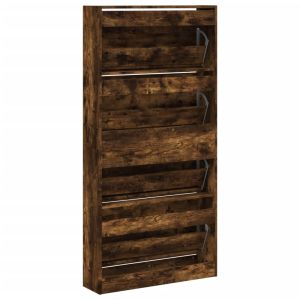 Шкаф за обувки с 4 флип чекмеджета опушен дъб 80x21x163,5 см