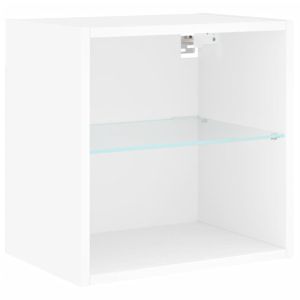 ТВ стенни модули с LED, 8 части, бели, инженерно дърво