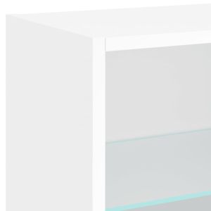 ТВ стенни модули с LED, 8 части, бели, инженерно дърво