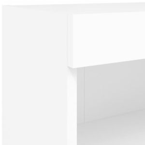 ТВ стенни модули с LED, 8 части, бели, инженерно дърво