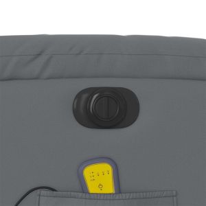 Електрически изправящ масажен реклайнер стол, сив, еко кожа