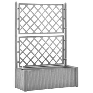 Градинска повдигната леха с решетка, самополивна, сива