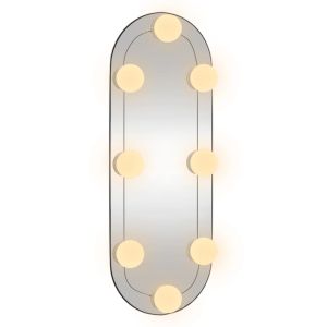 Стенно огледало с LED лампи 15x40 см стъкло овално