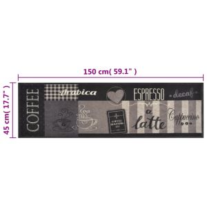 Кухненско килимче, миещо, Coffee, черно, 45x150 см, кадифе