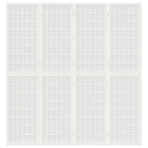 Параван за стая, 4 панела, в японски стил, 160x170 cм, бял