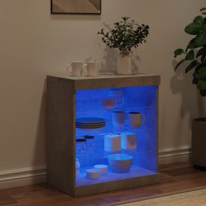 Сайдборд с LED светлини, бетонно сив, 60,5x37x67 см