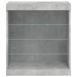 Сайдборд с LED светлини, бетонно сив, 60,5x37x67 см