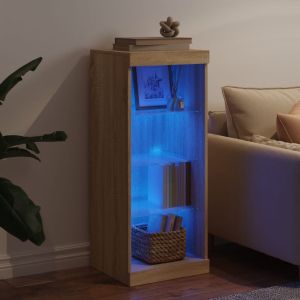 Сайдборд с LED светлини, сонома дъб, 41x37x100 см