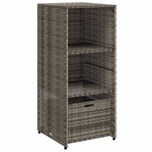 Градински шкаф за съхранение, сив, 50x55x115 см, полиратан