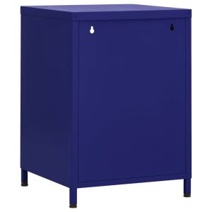 Нощни шкафчета, 2 бр, нейви синьо, 35х35х51 см, стомана