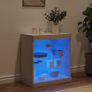 Сайдборд с LED светлини, бял, 60,5x37x67 см