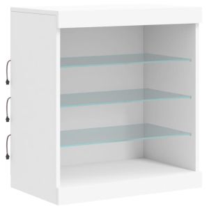 Сайдборд с LED светлини, бял, 60,5x37x67 см