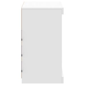 Сайдборд с LED светлини, бял, 60,5x37x67 см