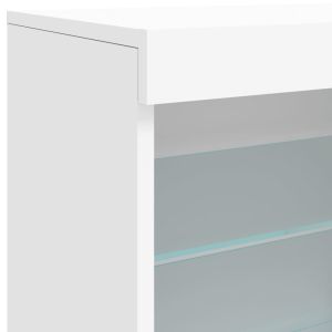 Сайдборд с LED светлини, бял, 60,5x37x67 см
