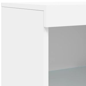 Сайдборд с LED светлини, бял, 41x37x100 см
