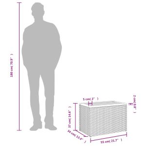 Градински масички 2 бр бежови 55x34x37 см полиратан дърво масив
