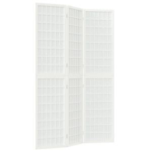 Параван за стая, 3 панела, в японски стил, 120x170 cм, бял
