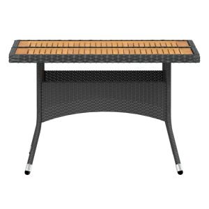 Градински комплект, 5 части, полиратан и акация, черен