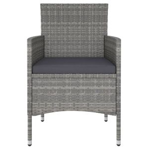 Комплект градински стол и табуретка от 4 части полиратан сив