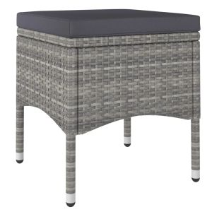 Комплект градински стол и табуретка от 4 части полиратан сив