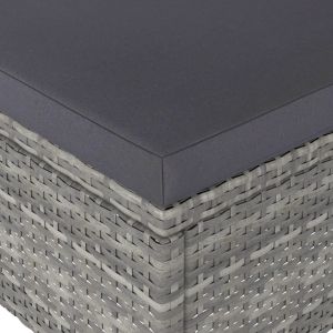 Комплект градински стол и табуретка от 4 части полиратан сив