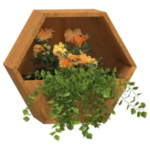 Стенни кашпи, 2 бр, ръждиво, кортенова стомана, 30x10x25 см